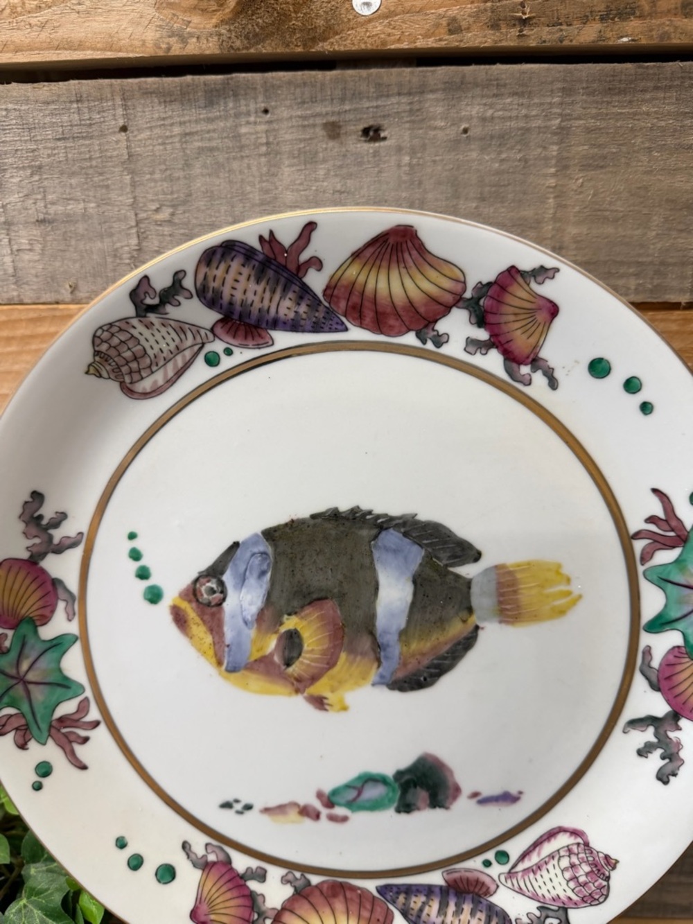 Decorative Fish/Shell Motif Ceramic Accent Plate - Multicolor - Picture 5 of 7
